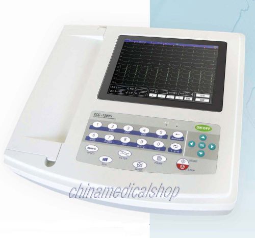 Touch screen Digital 12 Channel/lead ECG/EKG machine electrocardiograph+software