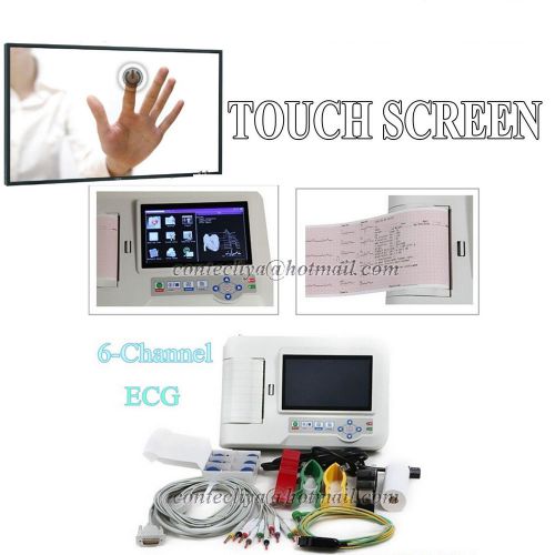 CE touch screen,Digital 6 channel,12 leads ECG machine+printer&amp;paper,Color LCD