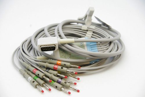 NEW KENZ 10 Lead ECG/EKG Cable AHA Banana 4.0mm for Cardico 108 110 1210 1211