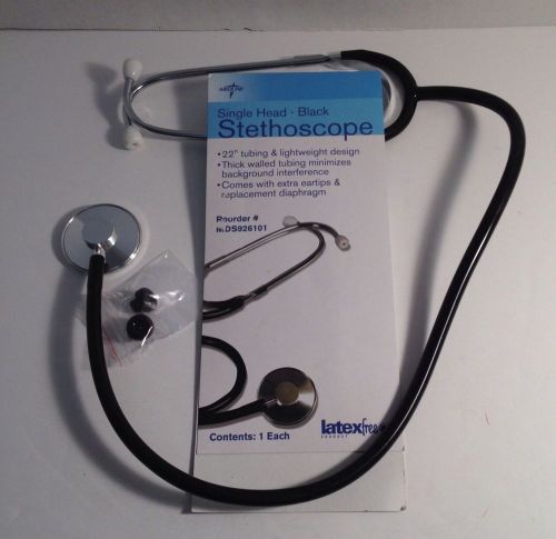 Medline MDS926101 Single Head Medical Doctor Stethoscope Black. 22&#034; New In Box.