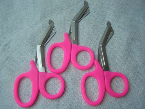 3- Utility Scissors 7.5&#034; NEON PINK EMT Medical Paramedic Nurse Scissors