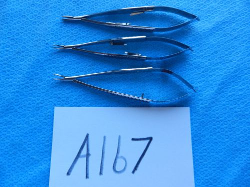 Storz surgical eye straight &amp; curved castroviejo needle holder set  lot of 3 for sale
