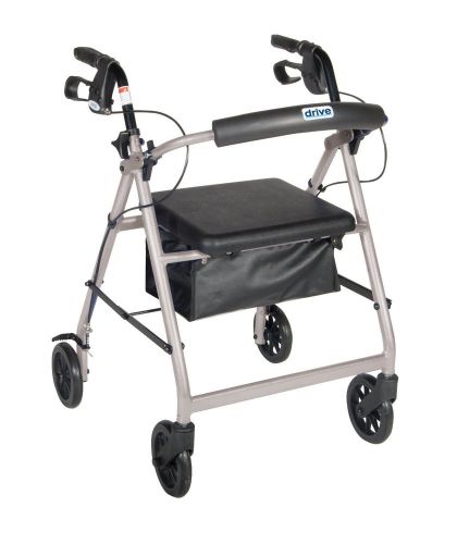 Drive medical aluminum rollator walker fold up padded seat 6 in. wheels, silver for sale