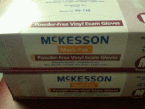 McKesson Medi-Pak Powder Free Vinyl Exam Gloves Box 100 Size Medium No. 14-116