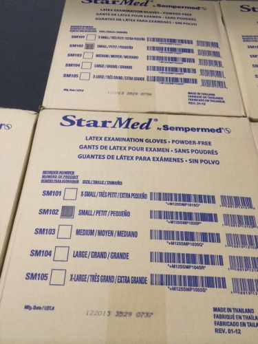 Starmed sempermed latex gloves size-small. 1000glov in a case for sale