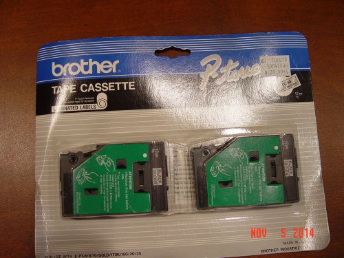 Brother P-Touch 2 pak of label maker tapes Black on Clear TC-10  12mm/1/2&#034; NIP