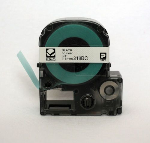 K-sun 218bc black on clear tape 3/4&#034; ksun labelshop 18mm for sale