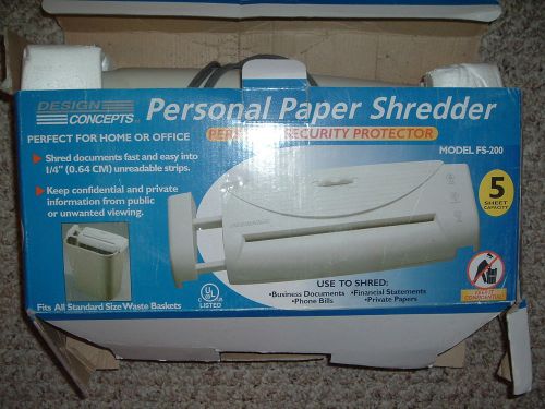 Personal Paper Shredder By  Design Concepts FS-200 Personal Security Protector