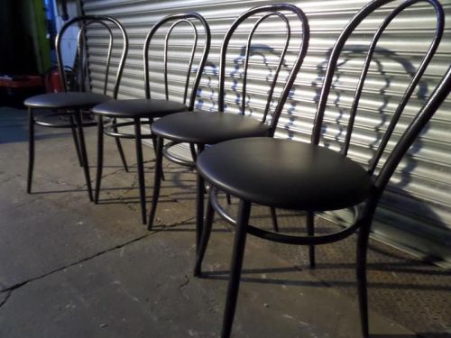 Set of 4 black metal office reception chairs for sale