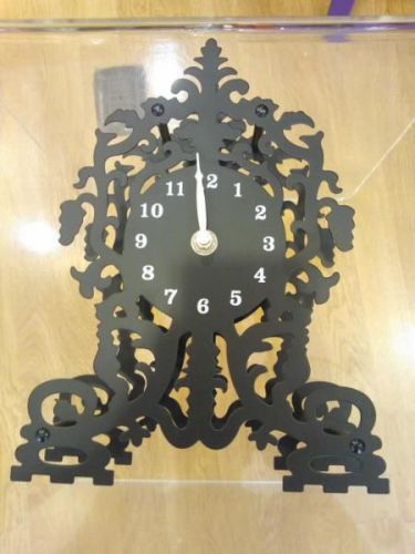 Black modern desk clock with floral decorations for home office study for sale
