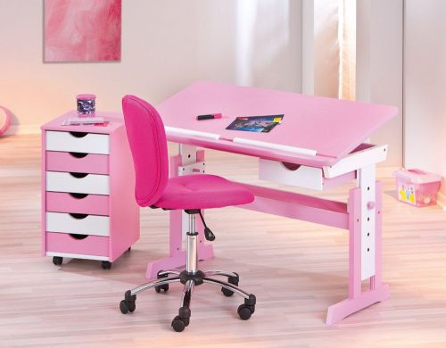 Schreibtisch, Stuhl und Rollcontainer von Link&#039;s in Pink!