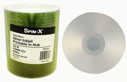 500 prodisc silver inkjet hub printable 52x cd-r blank recordable cd media disk for sale