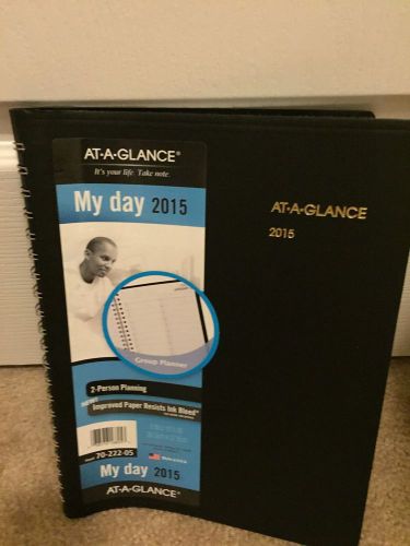 At-A-Glance 2 Person My Day 2015 Daily Planner Calendar Black Times 70-222-05