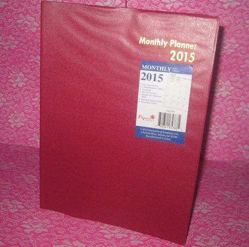 Dark Red 2015 Monthly Planner Calendar Agenda Appointment book LARGE