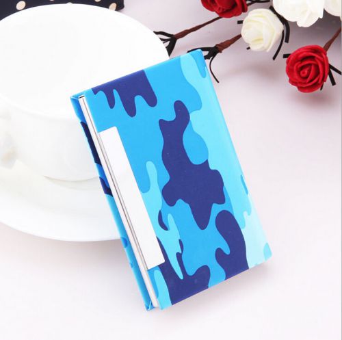 2015 Fashion Camouflage PUStainless steel Metal Credit Business Card Holder Case