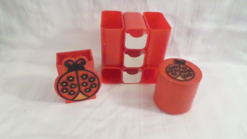 Vintage red &amp; white plastic ladybug desk accessory set for sale