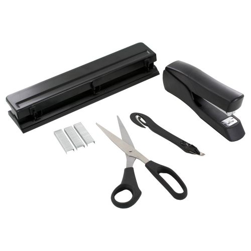 Office 3-hole punch, 8 in scissors, stapler and staples office starter kit for sale