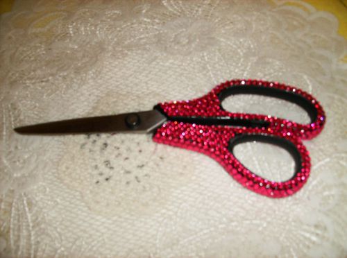 *PINK JEWELED SCISSORS 8&#034; long NEW Deluxe RHINESTONES desk SEE PICS&gt;&gt;&gt;&gt;&gt;&gt;&gt;&gt;&gt;