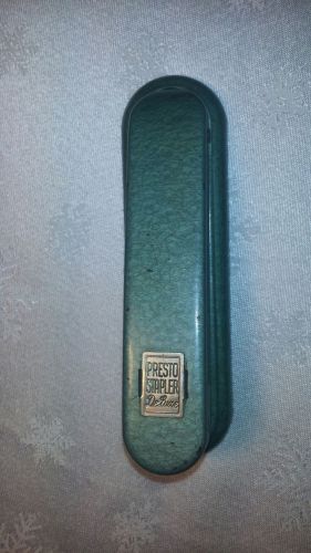 Vintage Presto Stapler DeLuxe by Metal Spec. MFG. Co., Green/Blue