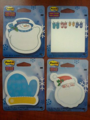 LOT OF FOUR (4) NEW 3M SUPER STICKY POST-IT NOTES CHRISTMAS/ HOLIDAY,