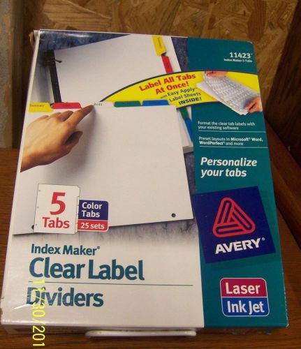 INDEX MAKER CLEAR LABEL DIVIDERS AVERY 11423 5 TAB (456)
