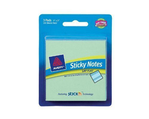Avery lay flat 3x3 sticky notes - self-adhesive, removable - 3&#034; x 3&#034; (ave22579) for sale
