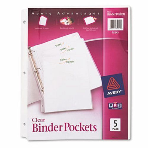 Avery ring binder polypropylene pockets, 8-1/2 x 11, 5 pockets/pack (ave75243) for sale