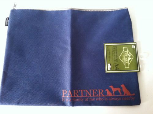 Partner Document Case A4 Notes Bag Zipper Bag Canvas Pouch Blue 13&#034; x 9 1/2&#034;