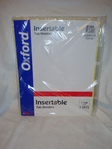Insertable Tab Dividers Oxford 5 Tabs Clear 4 Sets NIP