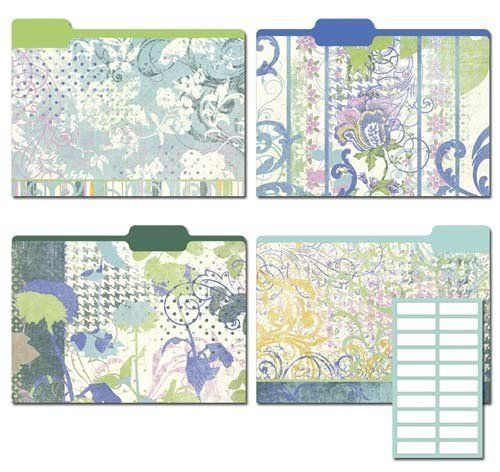Karen Foster Design Decorative File Folders Azure Blooms  8 Folders