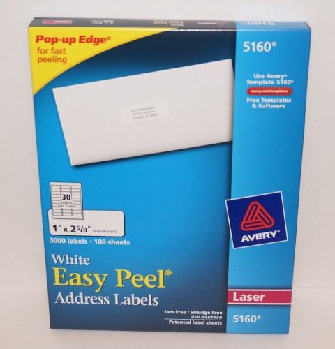 Avery Easy Peel Address Label - 1&#034; 2.62&#034; Length Permanent 3000 / Box