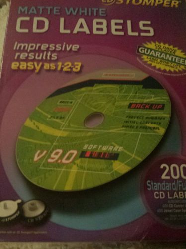 CD STOMPER Matte White CD Labels, 200 Sheets.  Genuine  New &amp; Sealed!