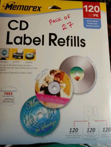 Sealed Memorex CD Label Refills 27 pk White Matte - New But Partial Box