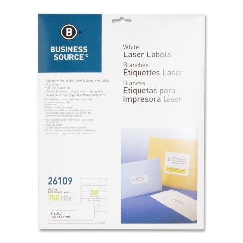 LOT OF 3 Business Source Mailing Laser Label -1&#034;Wx2.63&#034;L-750/Pk -White