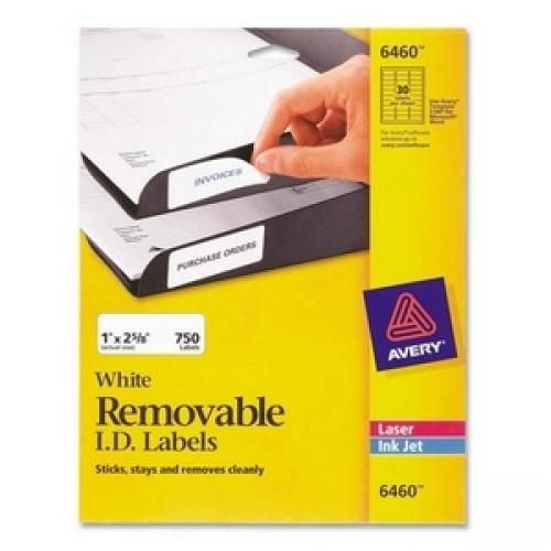 Avery Removable 1 x 2 5/8 Inch White ID Labels 750 Count (6460)