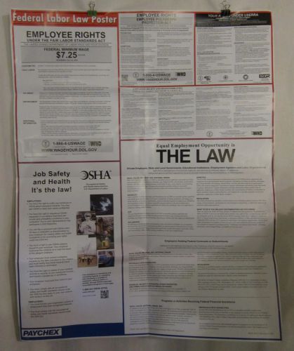 New York &amp; Federal Labor Law Poster Posters Office OSHA Paychex Minimum Wage New