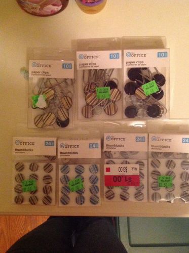 Large assortment of decorative thumbtacks and paper clips for sale