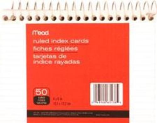 Mead Index Cards Spiral 4&#039;&#039; x 6&#039;&#039; Ruled 50 Count
