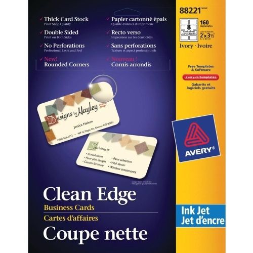 Avery Clean Edge 88221 Business Card - Inkjet - 2&#034; x 3.50&#034; - Matte - Ivory