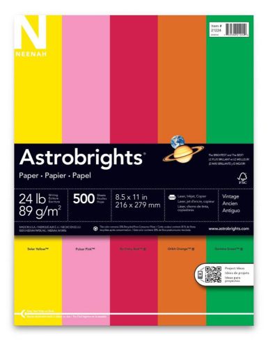 Neenah astrobrights premium color paper assortment, 24 lb, 8.5 x 11 inches, 5... for sale