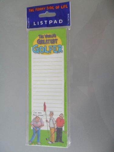 GOLF MAGNETIC LIST PAD PAPER STATIONERY WORLD&#039;S GREATEST GOLFER - GIFT IDEA
