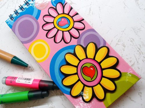 1X Flower Lined Notebook Diary Memo Message Scratchpad Planner Booklet FREE SHIP
