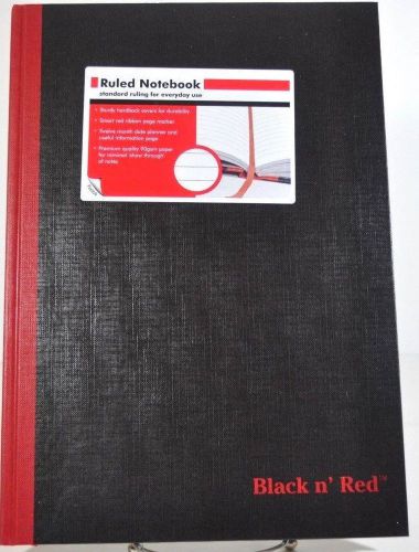 BLACK N&#039; RED 8-1/4 X 11-3/4&#034; CASEBOUND RULED HARDCOVER NOTEBOOK D66174 WHITE 96
