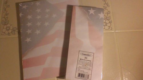 STATIONERY, SPECIALTY PAPER-8 1/2x11...FLAG DESIGN WITH MATCHING ENVELOPES.
