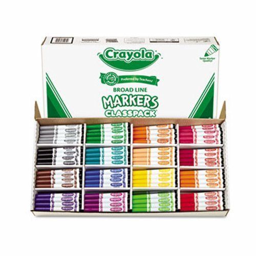 Crayola Non-Washable Markers, Broad Point, 16 Colors, 256 per Box (CYO588201)