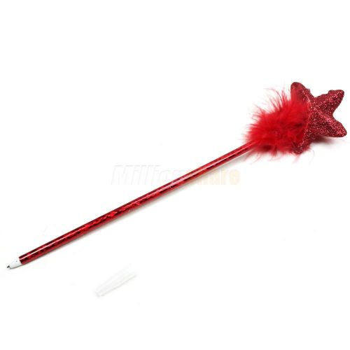18 lot beautiful pentagram feather writing ballpoint pen red ball point pen gift for sale