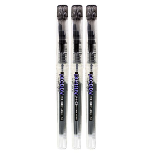 Platinum Preppy Fountain Pen, Fine Nib, 0.3mm - Black (Pack of 3)