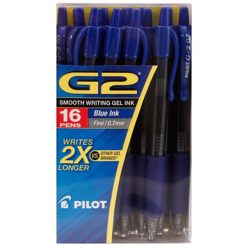 Pilot - G2 Gel Roller Ball Pens, Retractable, Blue Ink, Fine - 16 Pens
