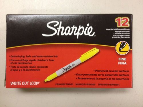 New Package: 12 SHARPIE Yellow Fine Point Permanent Markers #30005 Free Ship