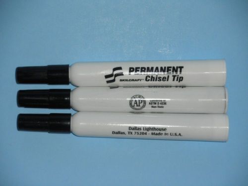 Lot of 26 skilcraft black permanent markers, chisel point, free shipping for sale